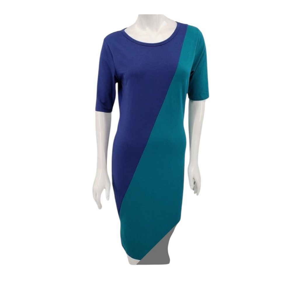 LulaRoe Colorblock Blue and Teal Dress